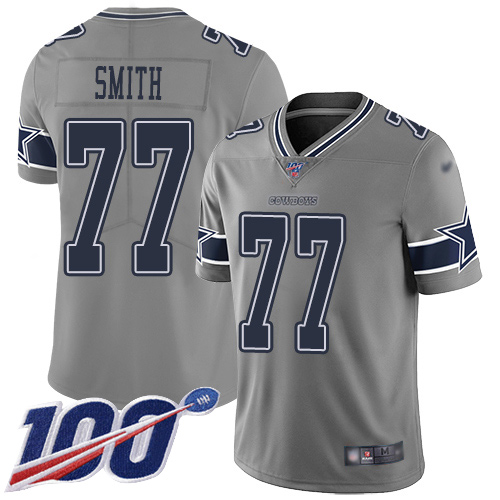 Men Dallas Cowboys Limited Gray Tyron Smith #77 100th Season Inverted Legend NFL Jersey
